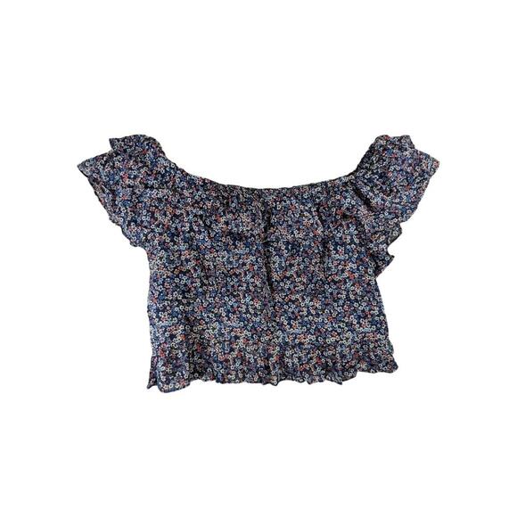 MICHAEL MICHAEL KORS Floral Ruffle Off The Shoulder Crop Top XXL - Picture 1 of 7
